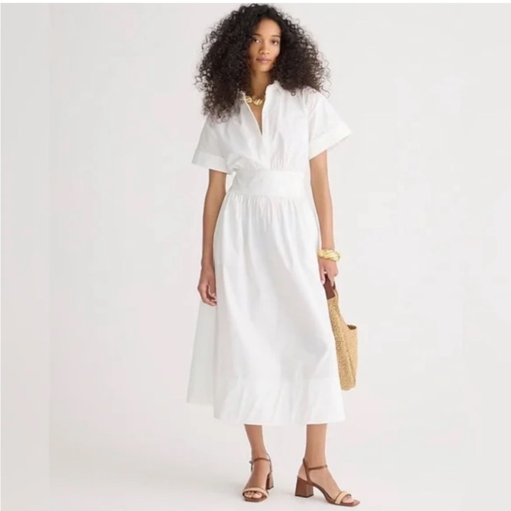 NWT J.Crew collared poplin midi dress